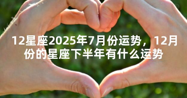 12星座2025年7月份运势，12月份的星座下半年有什么运