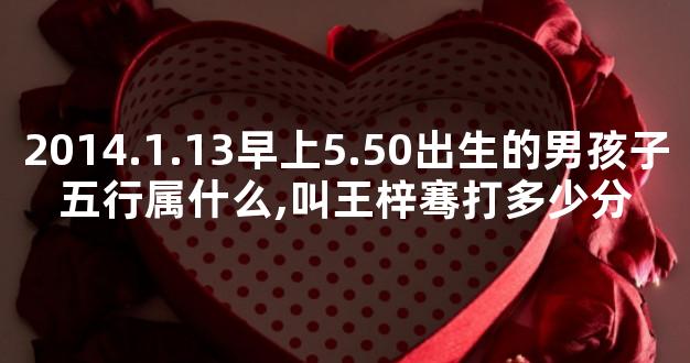 2014.1.13早上5.50出生的男孩子五行属什么,叫王梓骞打多少分